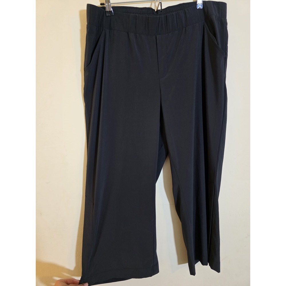 J Jill Fit Womens Large Stretch Cropped Black Snap Leg Lightweight Athletic Pant